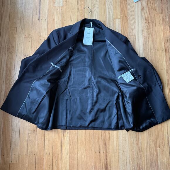 Men’s Mogu Black Double Breasted Suit Jacket Blazer Notched Lapel Size 42 NWT - Picture 6 of 14